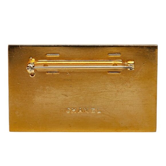 Chanel Logo Plate Coco Mark Brooch Gold Plated - Picture 2 of 4